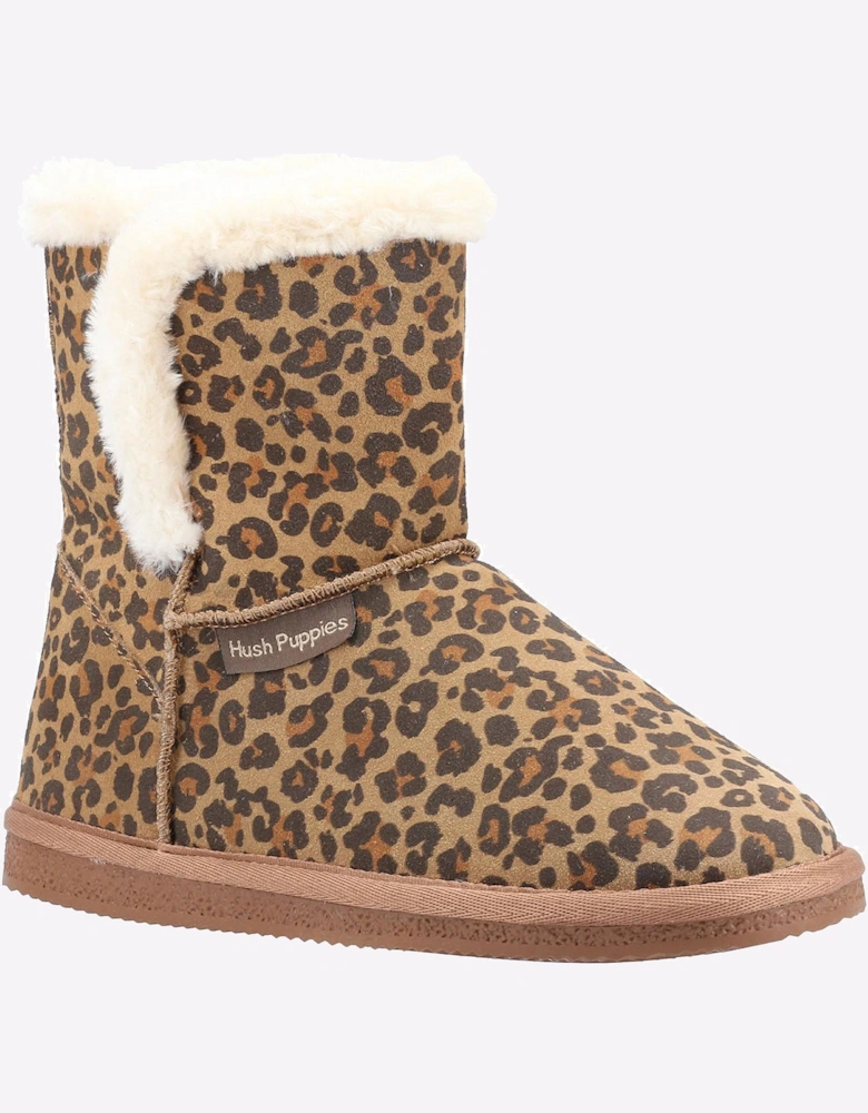 Hush Puppies Ashleigh Memory Foam Womens Slipper Boots Leopard