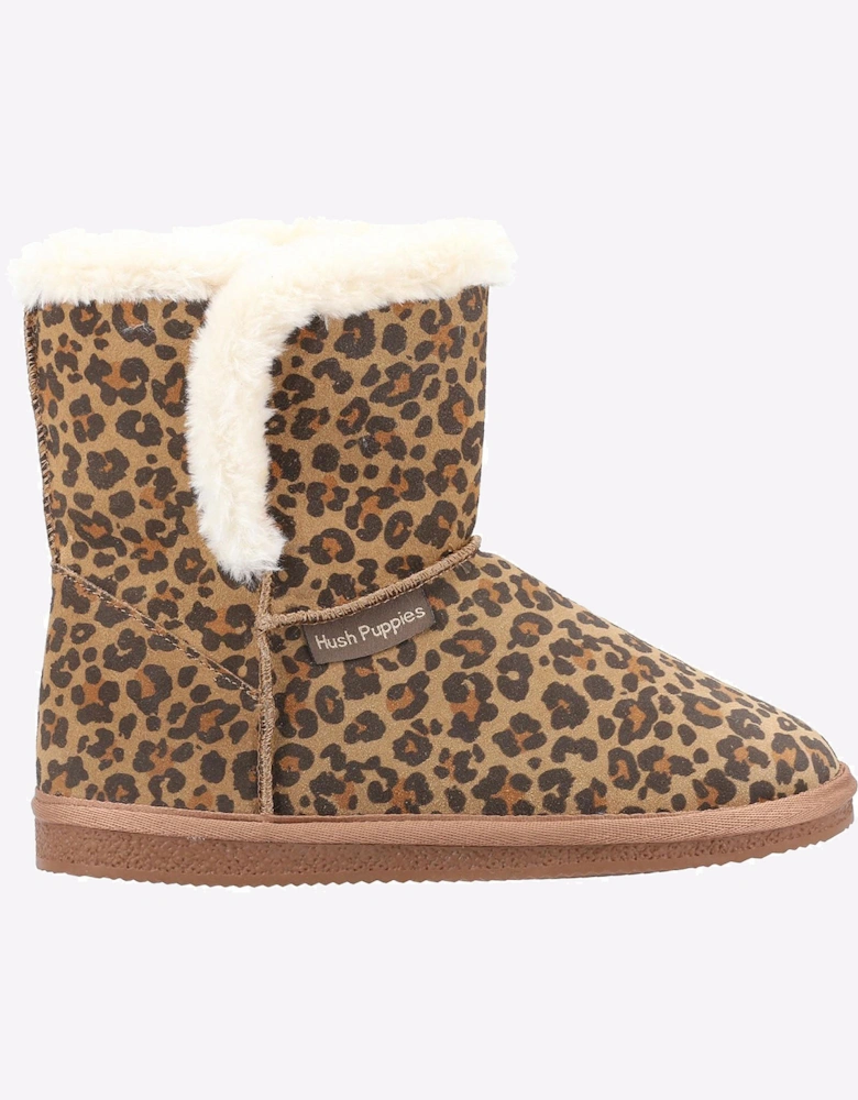 Hush Puppies Ashleigh Memory Foam Womens Slipper Boots Leopard