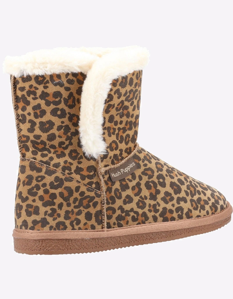 Hush Puppies Ashleigh Memory Foam Womens Slipper Boots Leopard