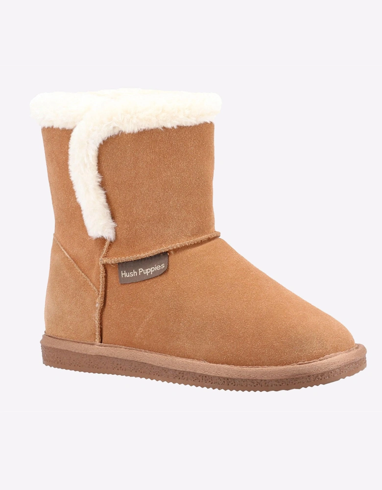 Hush Puppies Ashleigh Memory Foam Womens Slipper Boots Tan