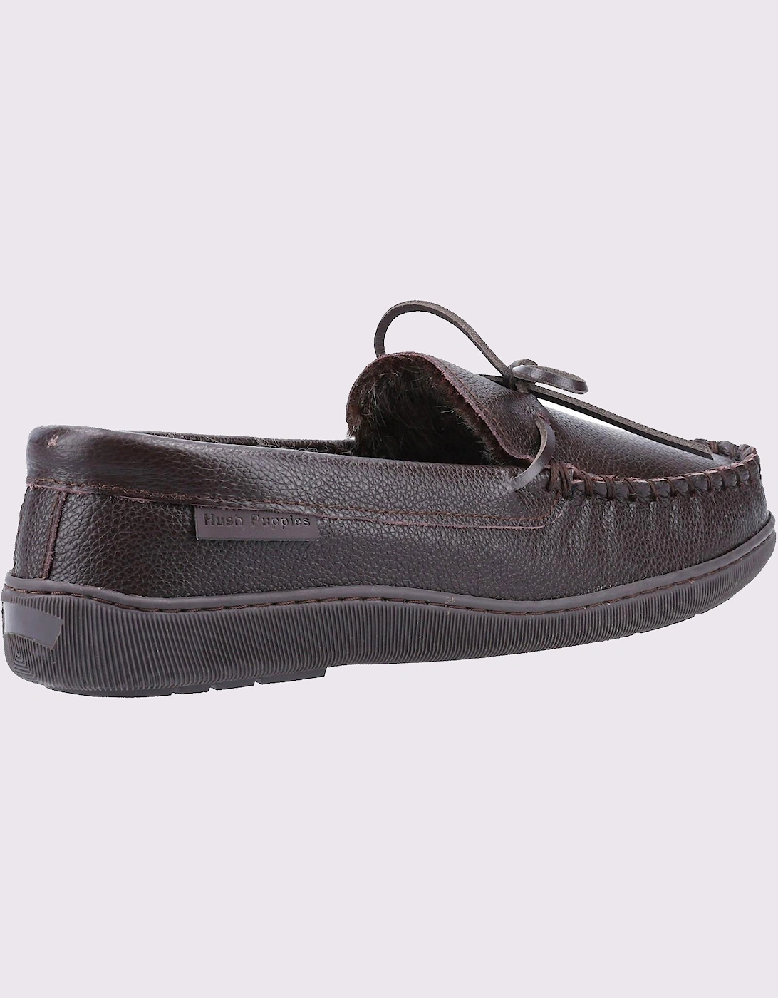 Hush Puppies Ace Leather Memory Foam Mens Slippers Brown