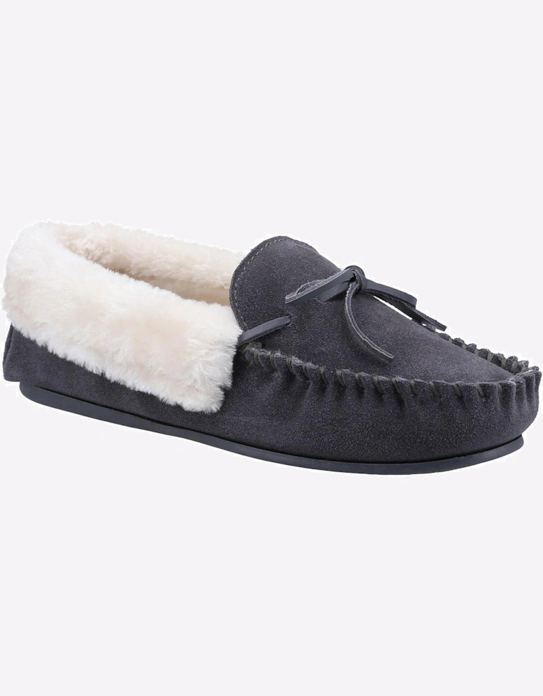 Cotswold Sopworth Moccasin Womens Slippers Grey