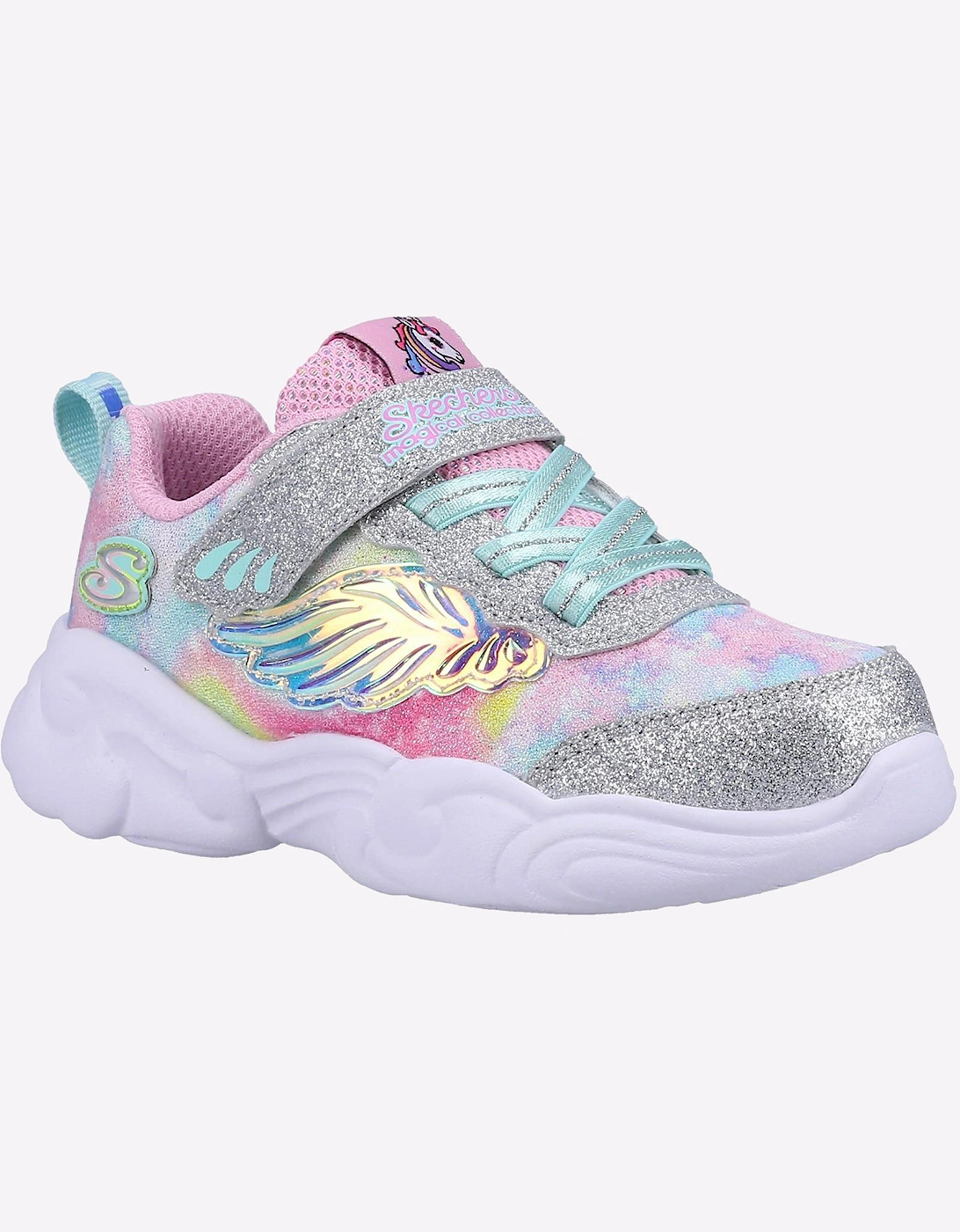 Skechers Unicorn Storm Trainers Infants Silver/Light Pink