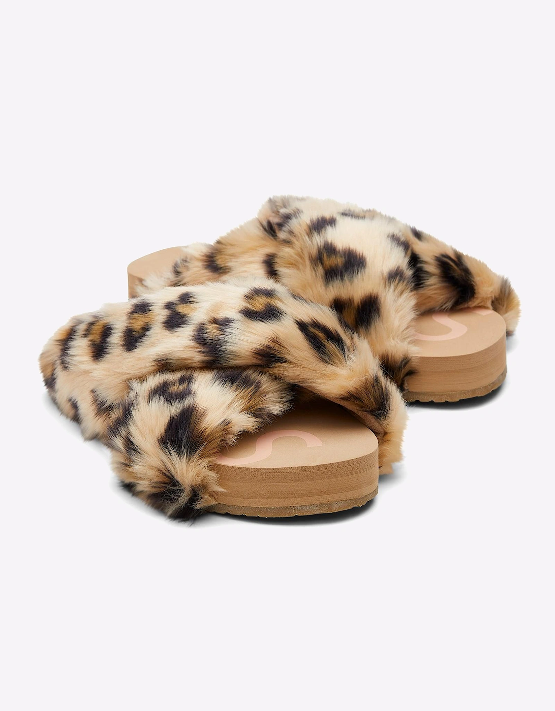 Toms Susie Eva Mule Slippers Womens Dark Natural Leopard Faux Fur