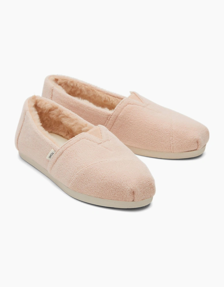 Toms Alpargata Classic Slipper Womens Dusty Pink Fleece/Embroidery