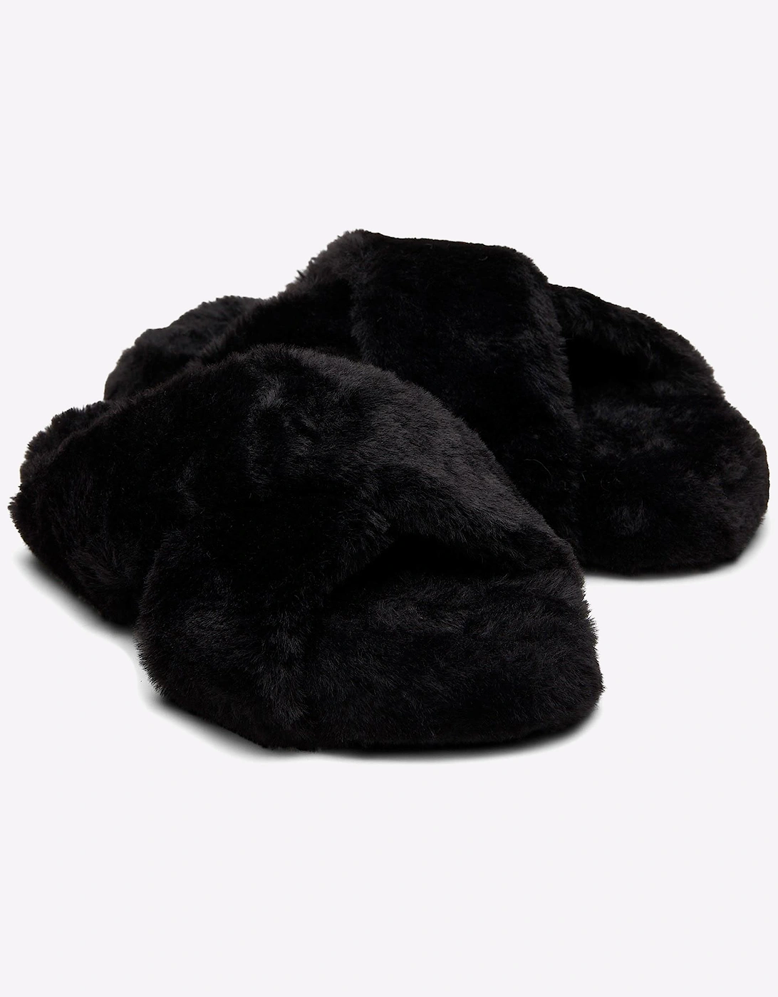 Toms Susie Mule Slippers Womens Black Faux Fur