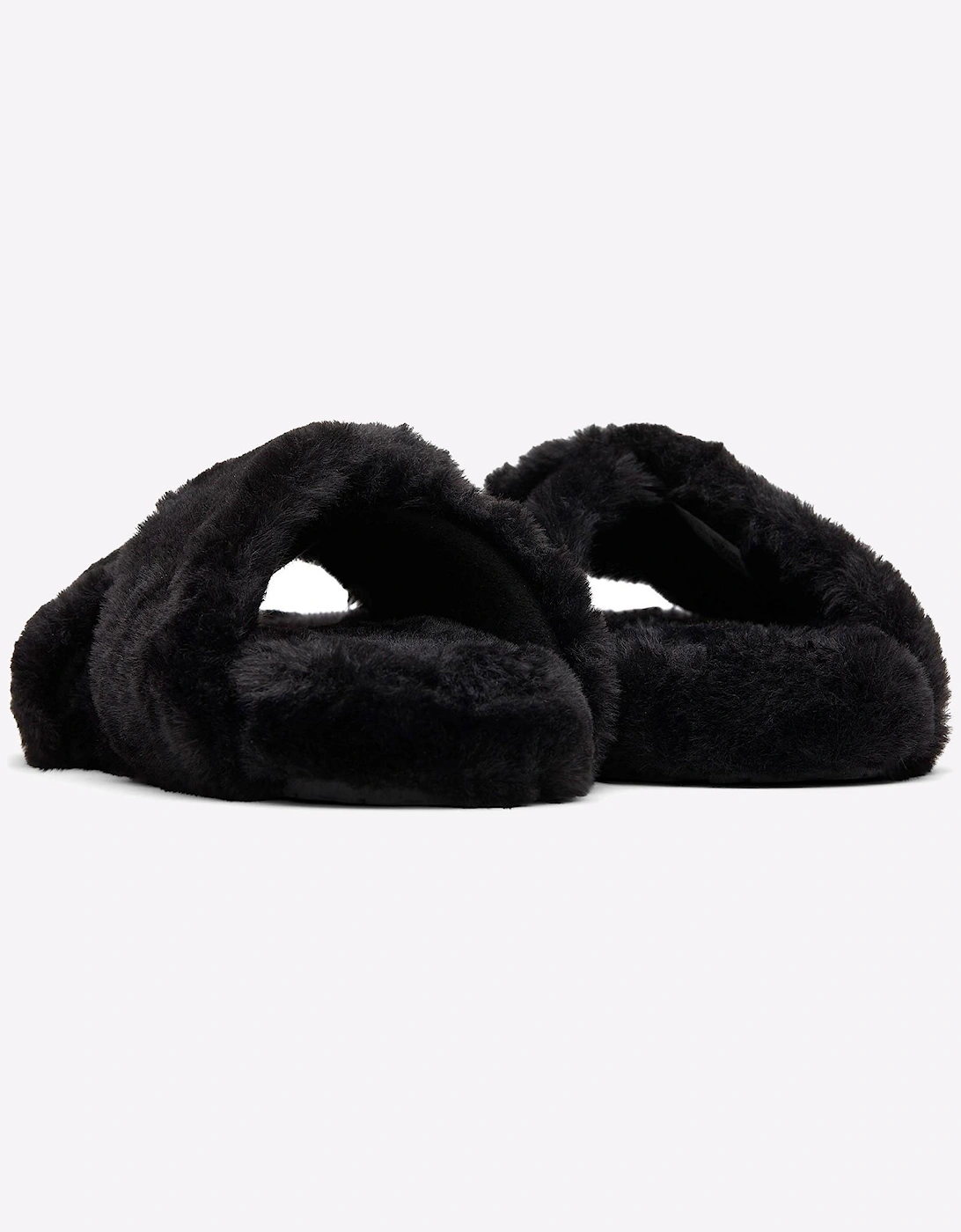 Toms Susie Mule Slippers Womens Black Faux Fur