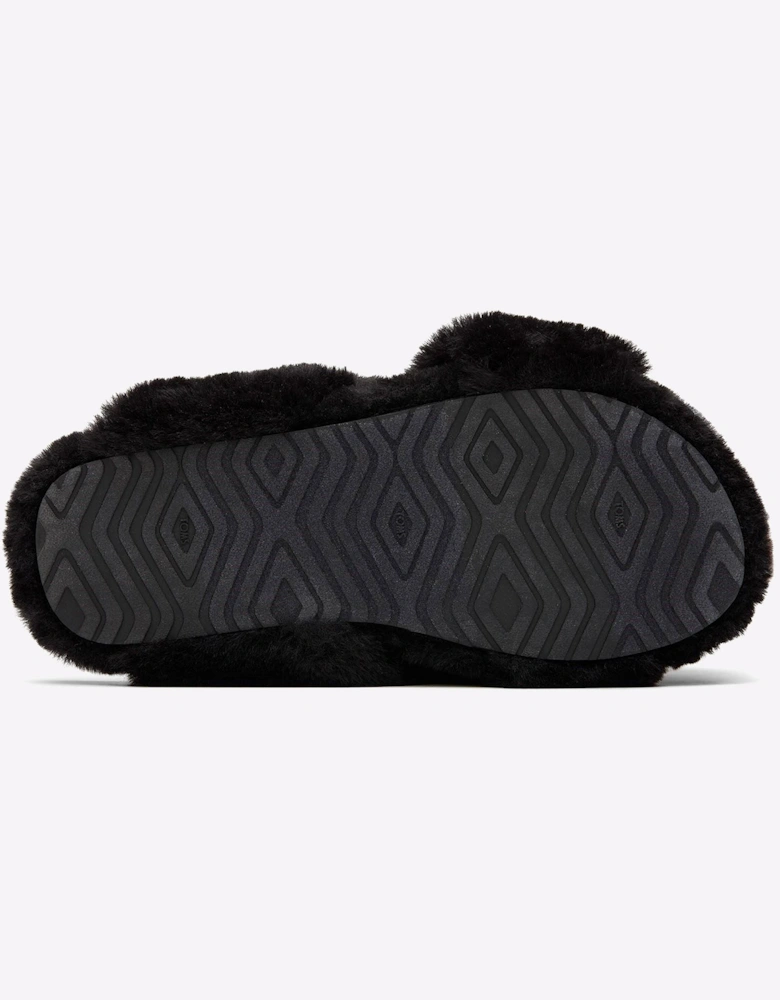 Toms Susie Mule Slippers Womens Black Faux Fur