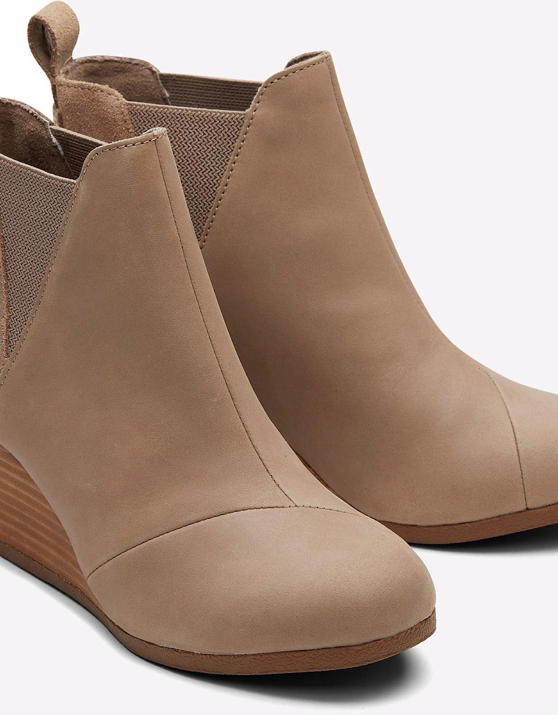 Toms Kelsey Wedge Boots Womens Taupe Grey Leather/Suede