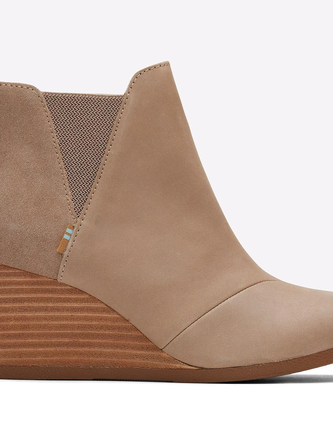 Toms Kelsey Wedge Boots Womens Taupe Grey Leather/Suede