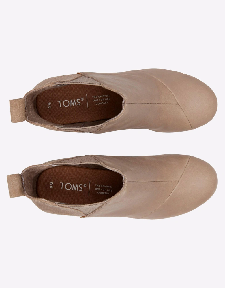 Toms Kelsey Wedge Boots Womens Taupe Grey Leather/Suede