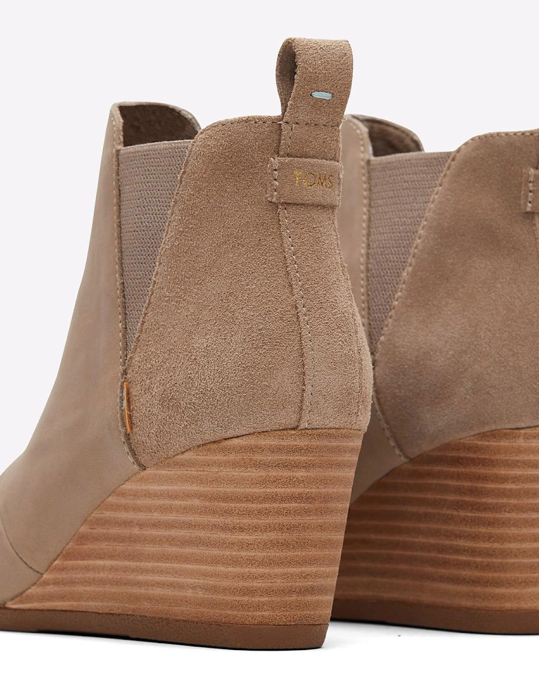 Toms Kelsey Wedge Boots Womens Taupe Grey Leather/Suede