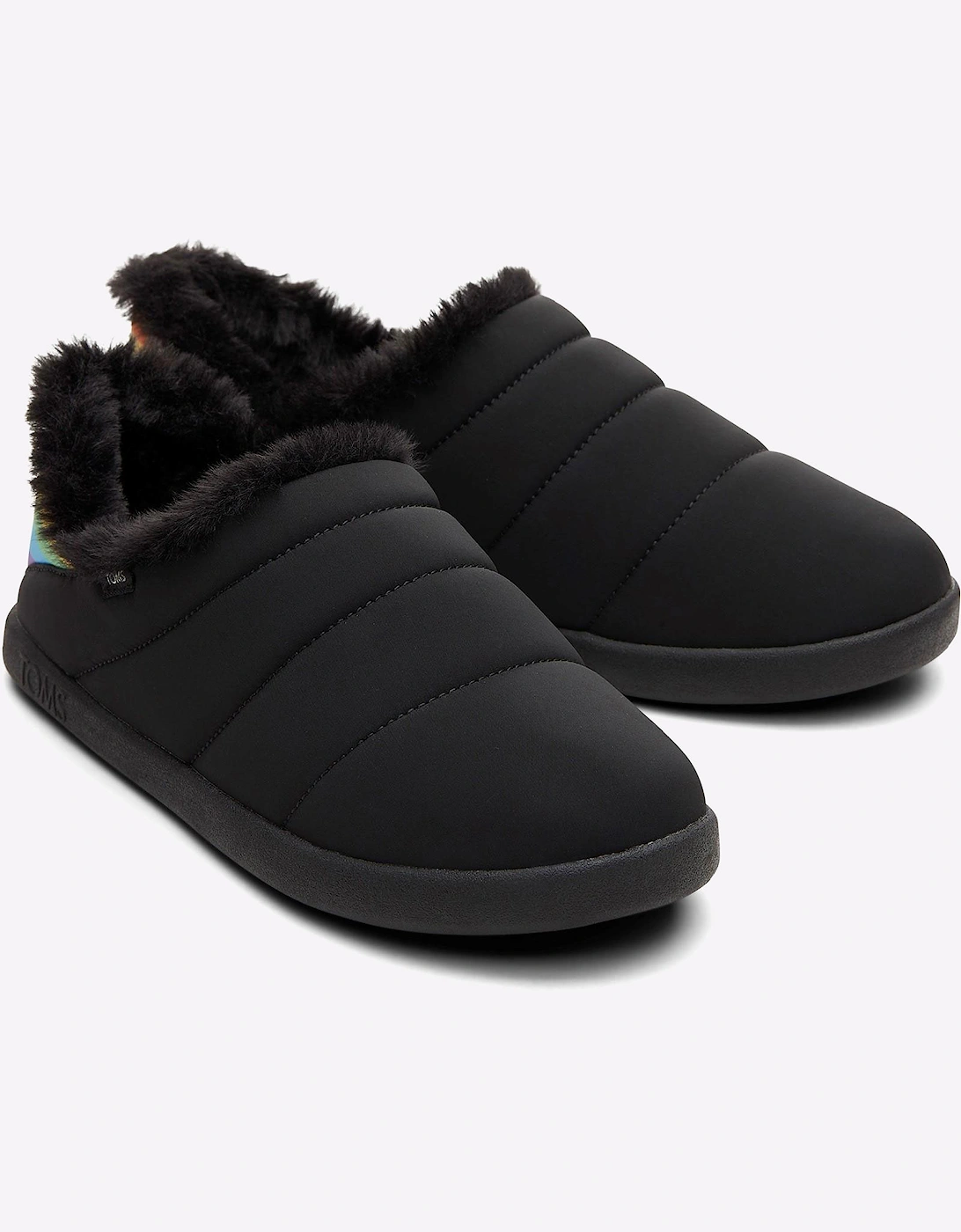 Toms Ezra Classic Slippers Womens Black Matte/Rainbow