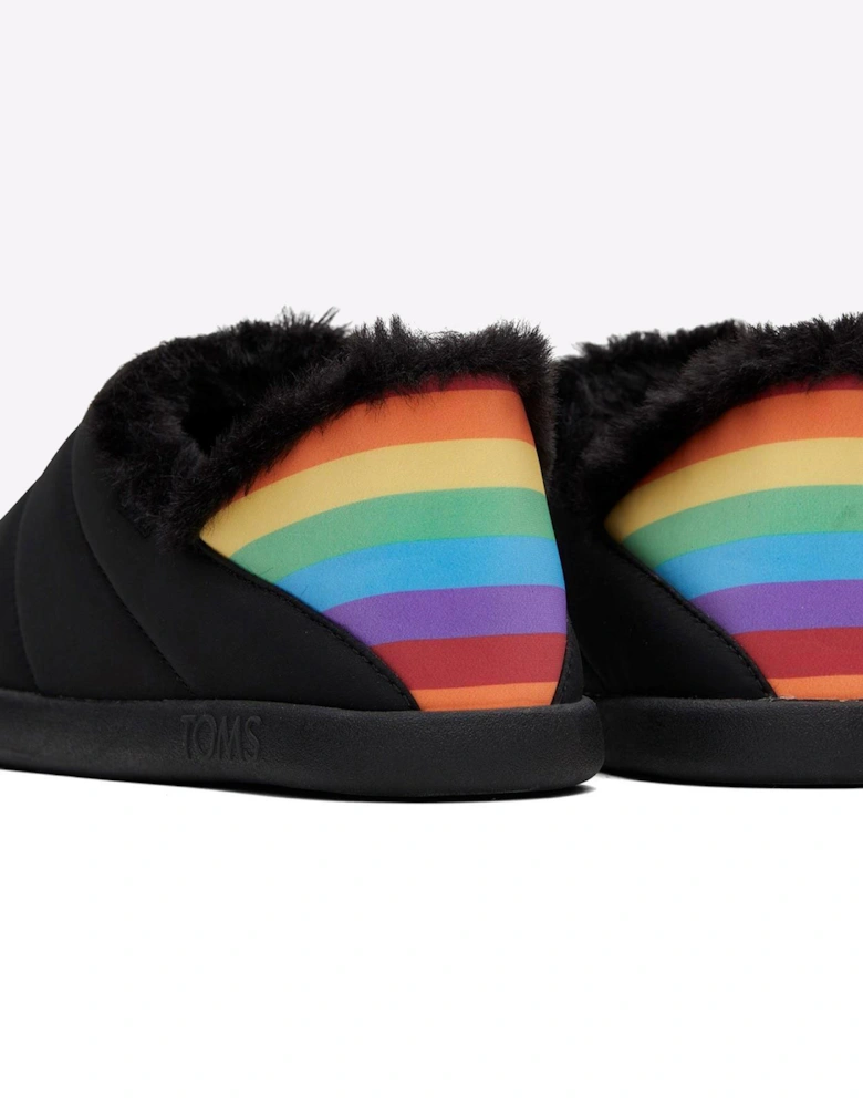 Toms Ezra Classic Slippers Womens Black Matte/Rainbow