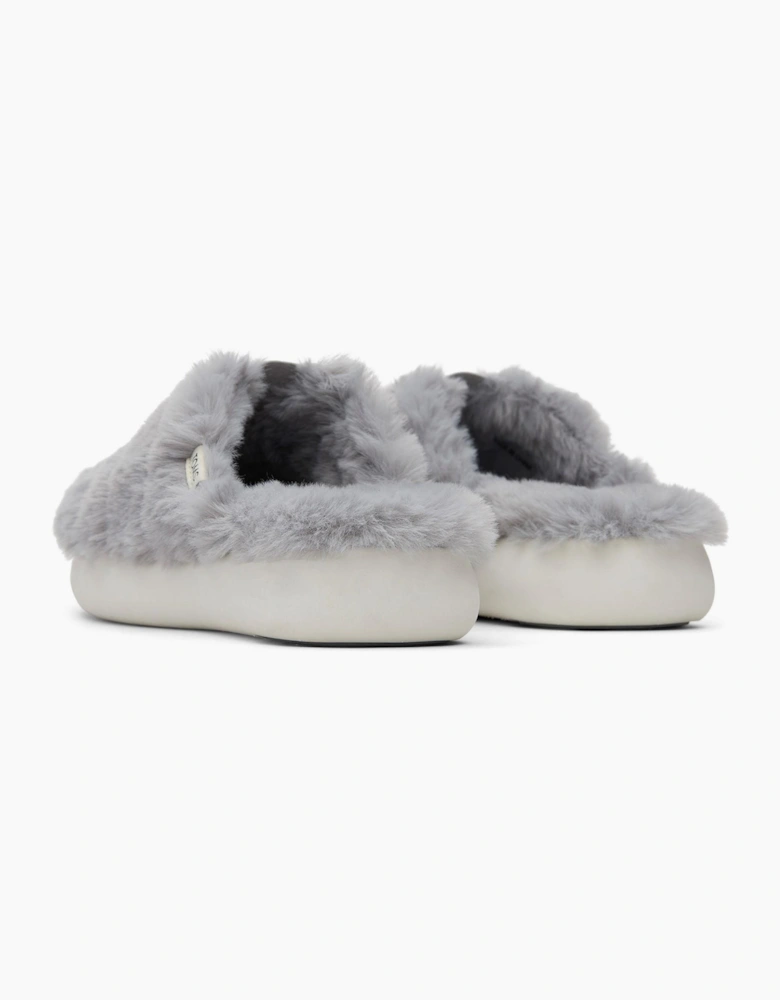 Toms Alpargata Slipper Womens Mid Grey Faux Fur