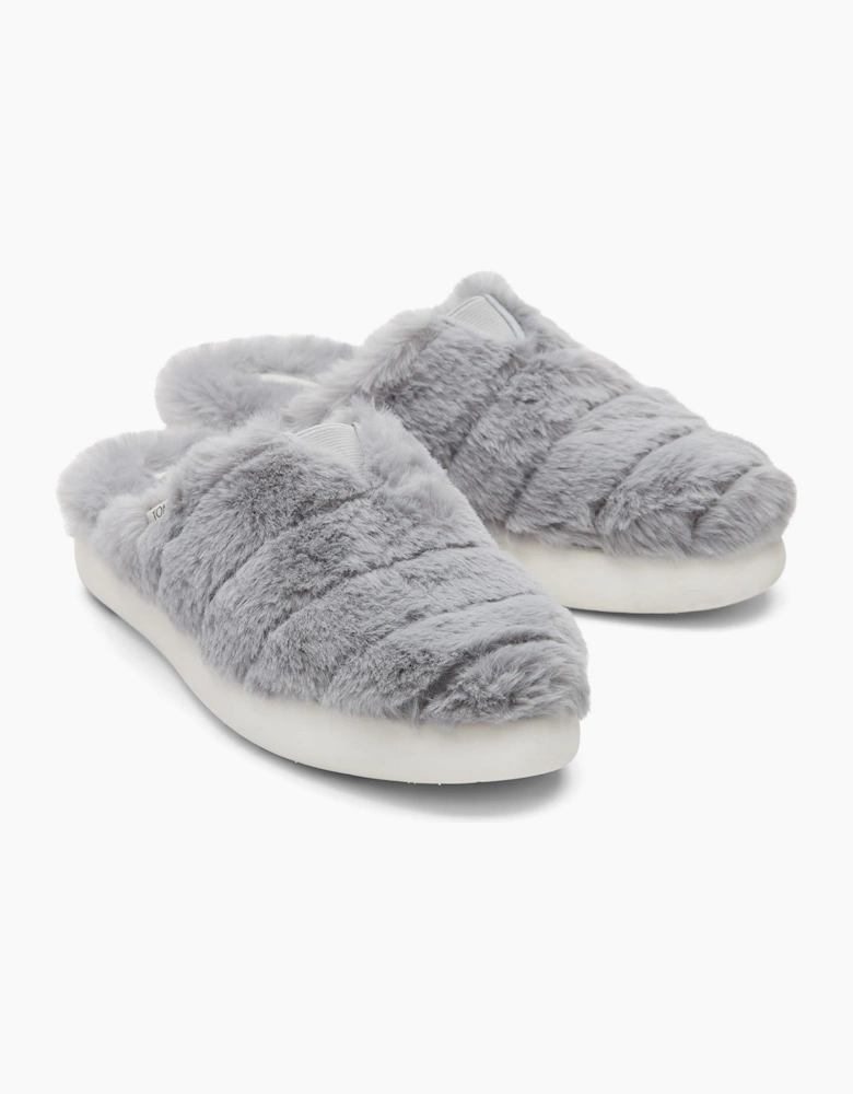 Toms Alpargata Slipper Womens Mid Grey Faux Fur