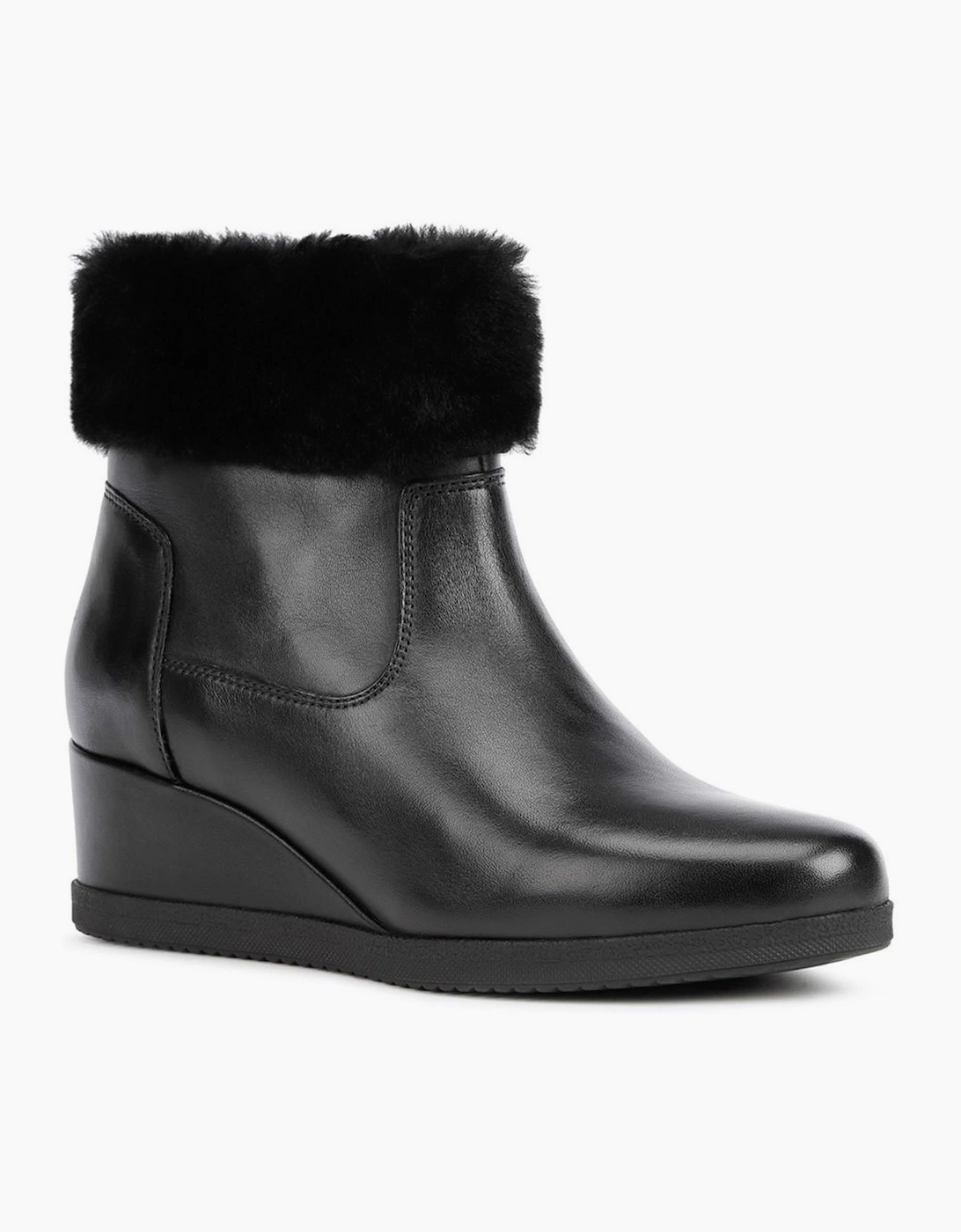 Geox Anylla Womens Wedge Ankle Boots Black