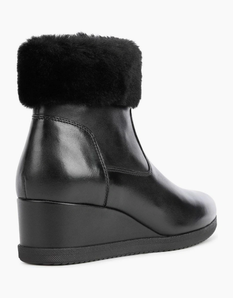 Geox Anylla Womens Wedge Ankle Boots Black