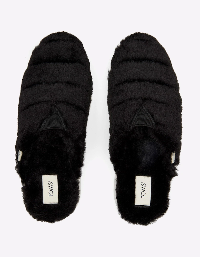 Toms Alpargata Mallow Mule Summer Womens Shoes Black Faux Fur