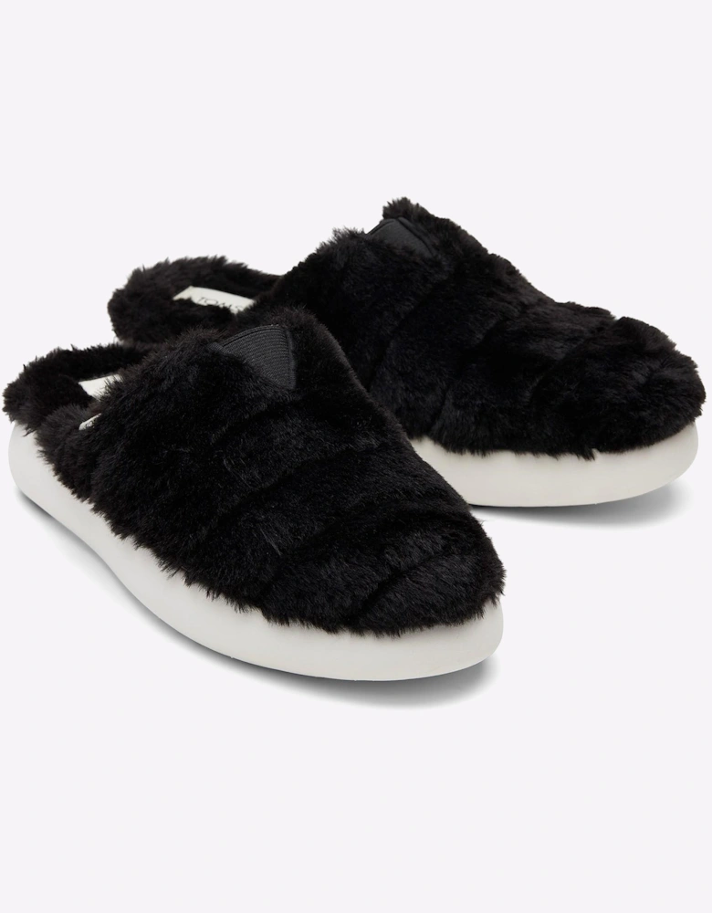 Toms Alpargata Mallow Mule Summer Womens Shoes Black Faux Fur
