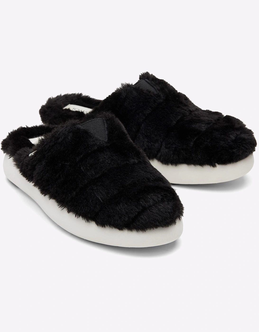 Toms Alpargata Mallow Mule Summer Womens Shoes Black Faux Fur