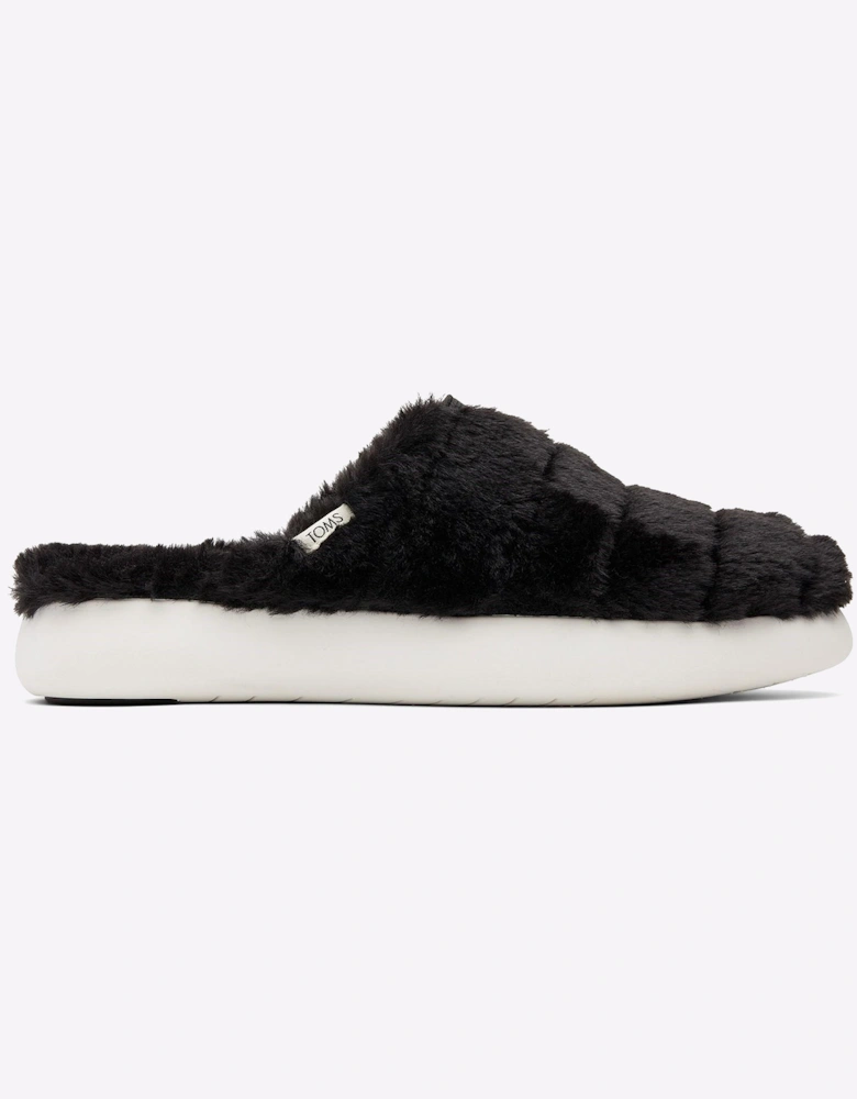 Toms Alpargata Mallow Mule Summer Womens Shoes Black Faux Fur