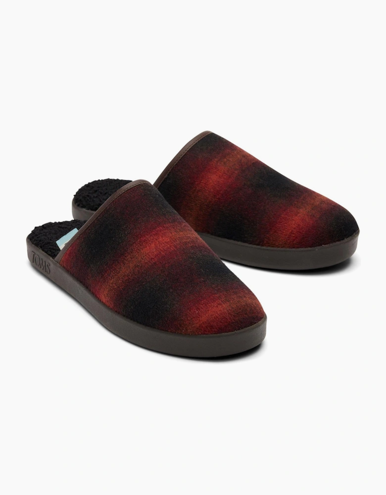 Toms Harbor Mule Mens Slippers Red Abstract Plaid