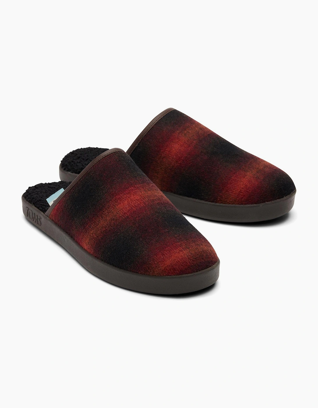 Toms Harbor Mule Mens Slippers Red Abstract Plaid
