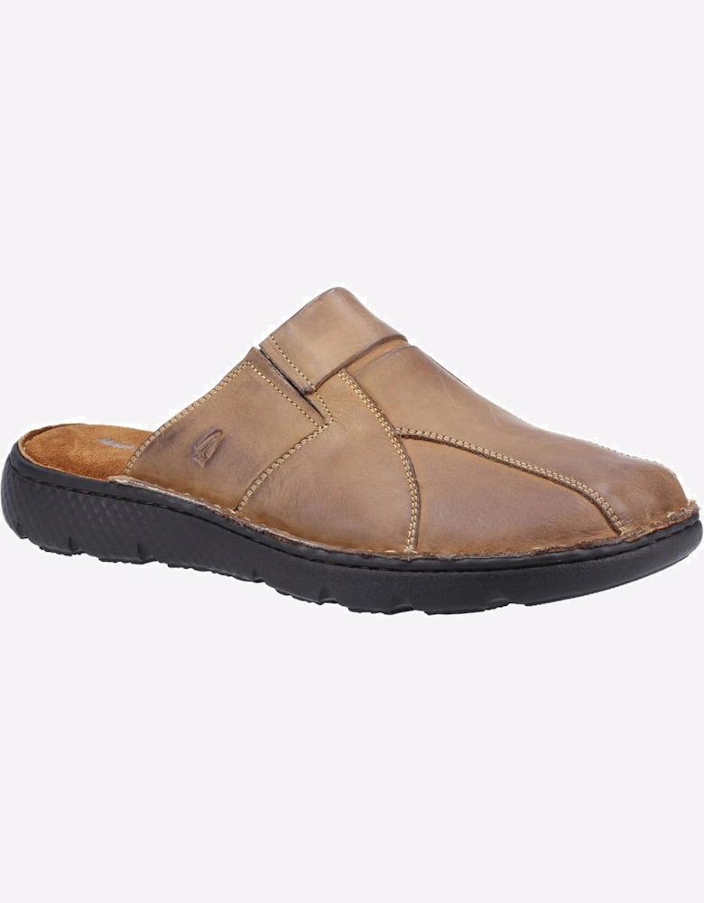 Hush Puppies Carson Mule Leather Sandal Mens Olive
