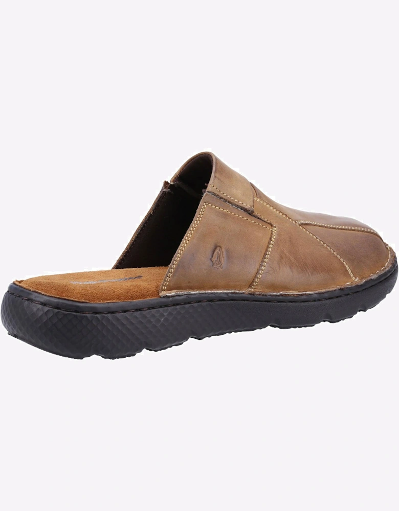 Hush Puppies Carson Mule Leather Sandal Mens Olive
