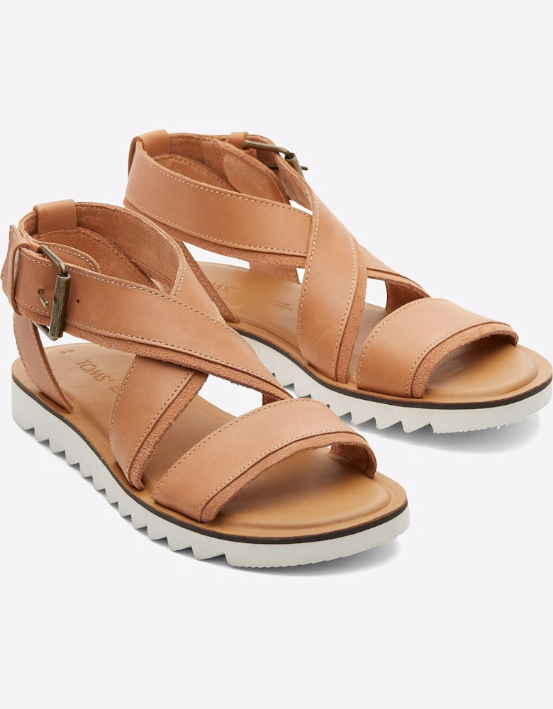 Toms Sidney Tread Leather Womens Sandals Natural