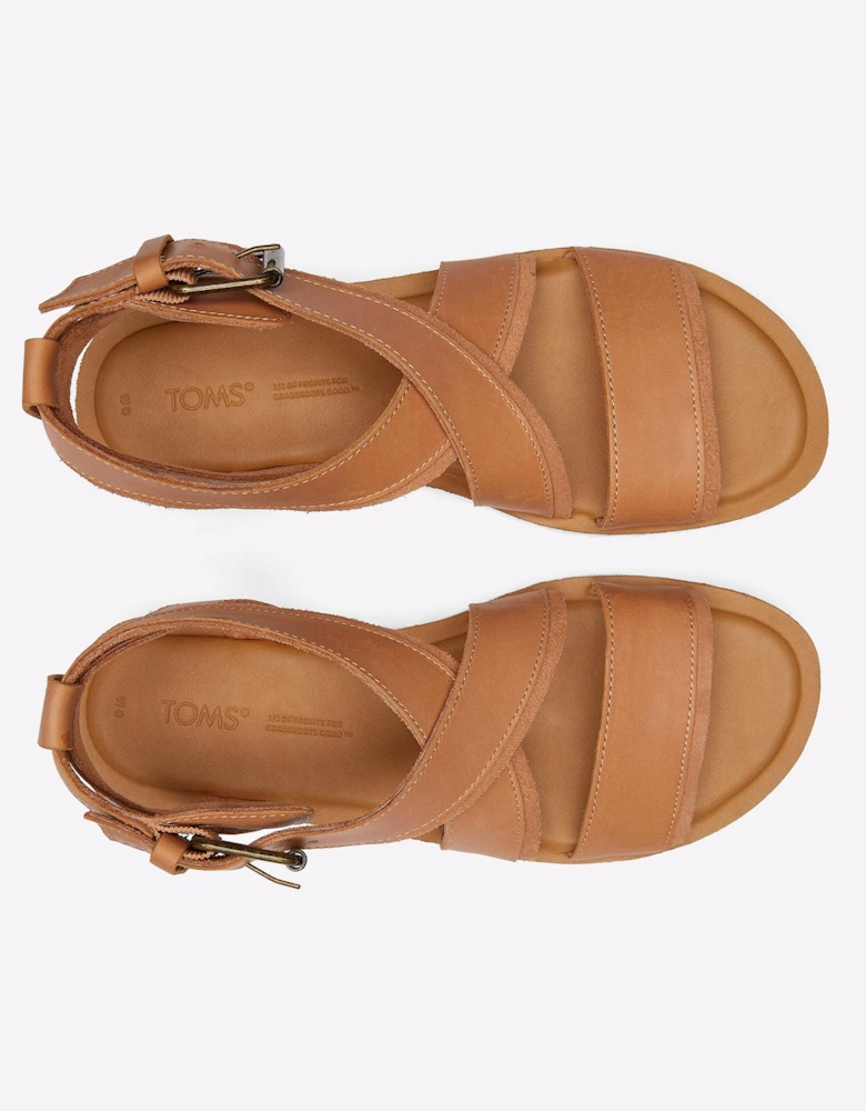 Toms Sidney Tread Leather Womens Sandals Natural