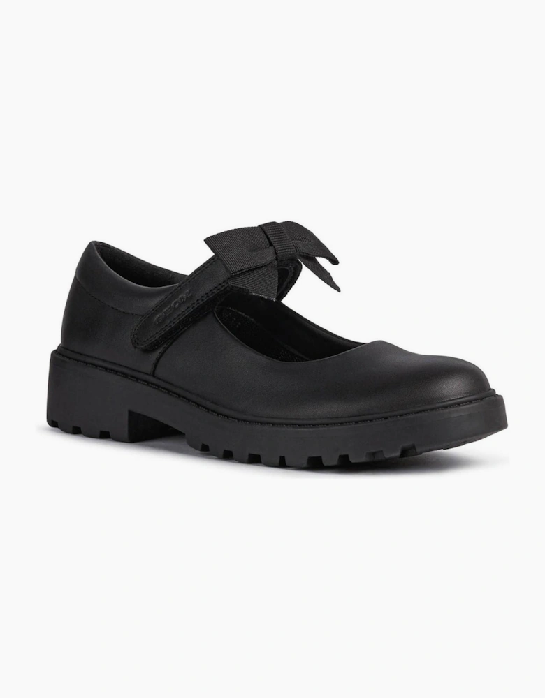 Geox Casey Ballerina Girls School Shoes Black