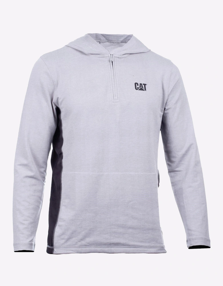Caterpillar Coolmax Quarter Zip Hoodie Mens Heather Grey