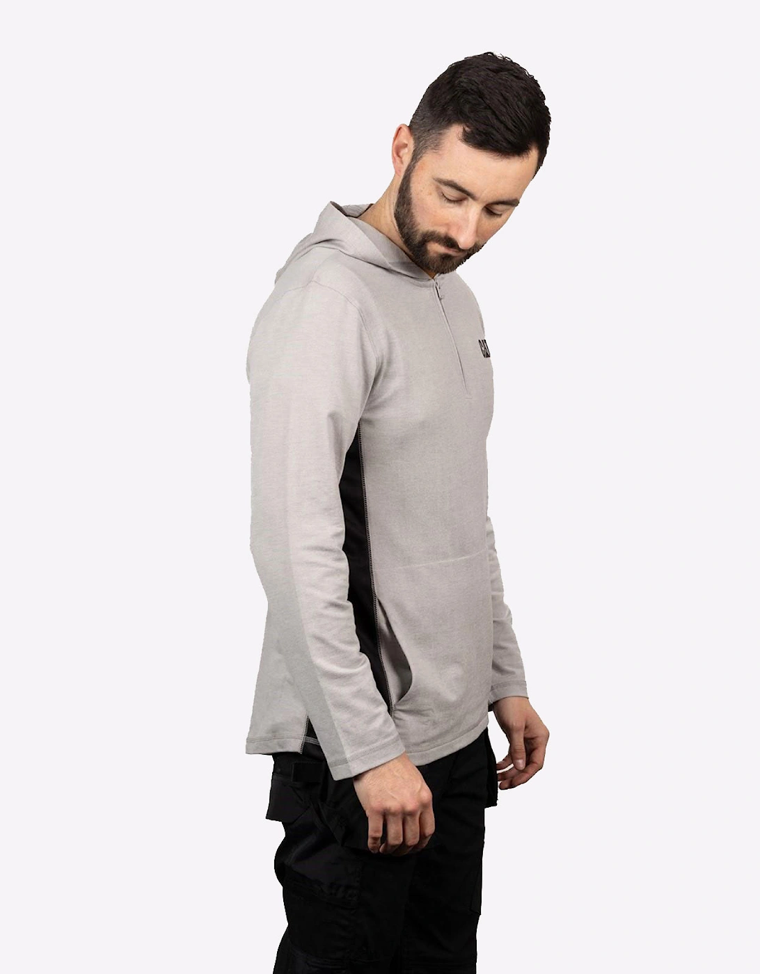 Caterpillar Coolmax Quarter Zip Hoodie Mens Heather Grey