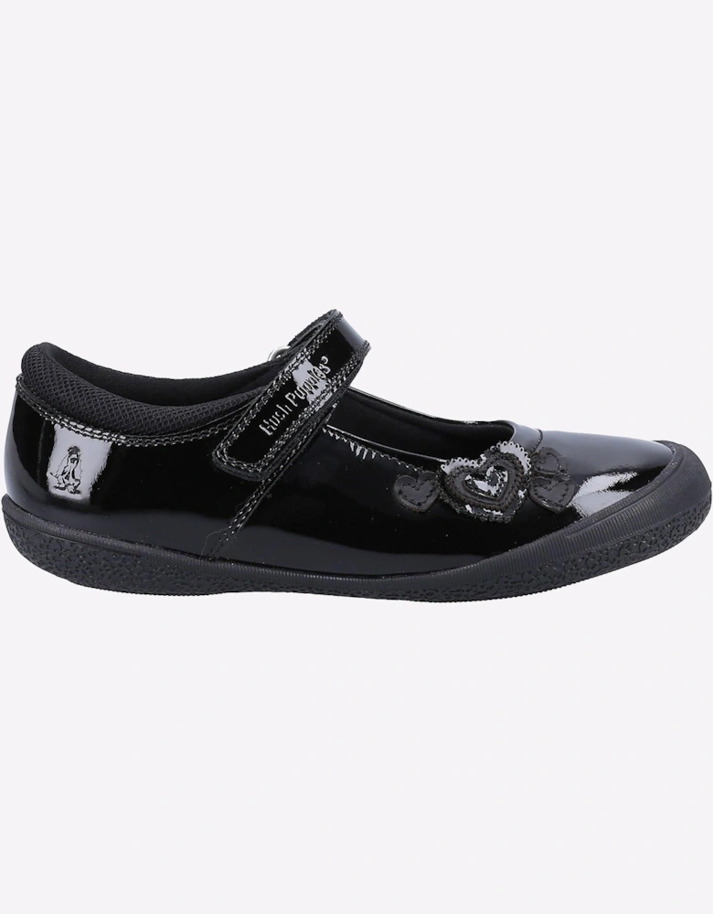 Hush Puppies Rosanna Patent School Shoes Junior Black
