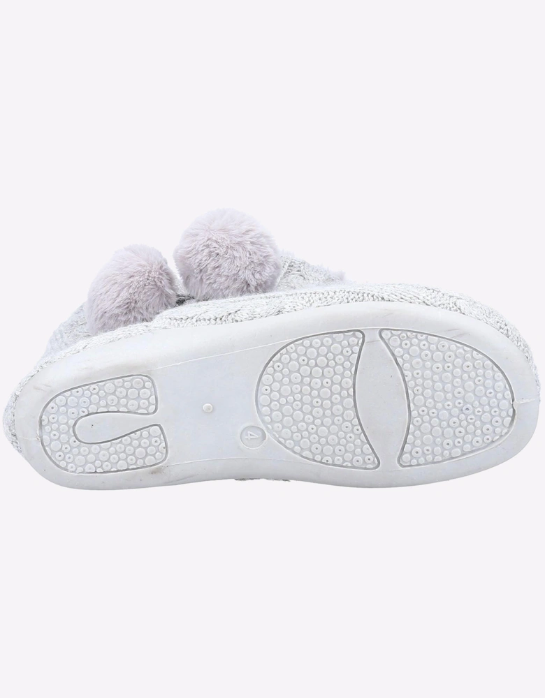 Fleet & Foster Apple Knitted Bootie Slipper Womens Grey