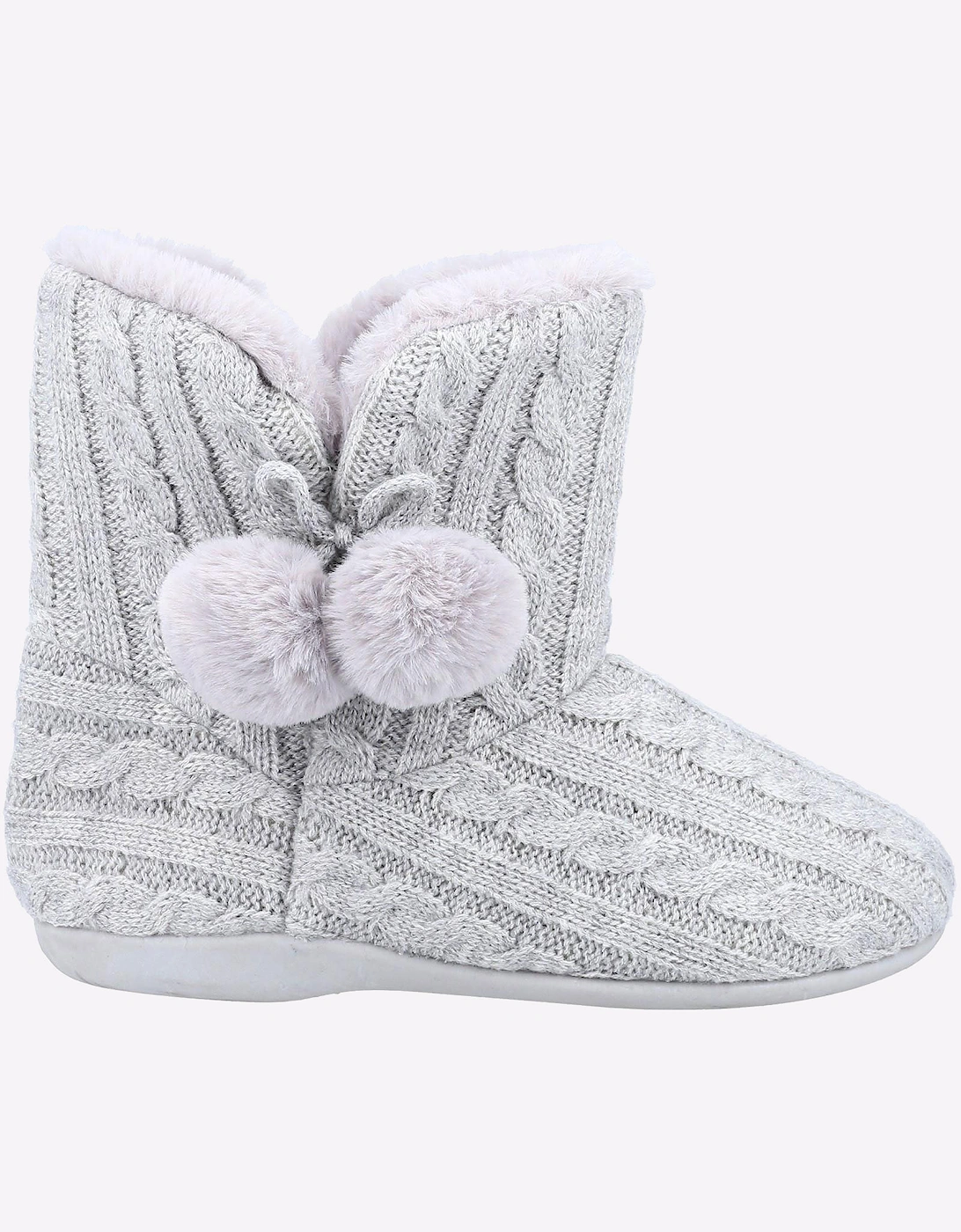 Fleet & Foster Apple Knitted Bootie Slipper Womens Grey