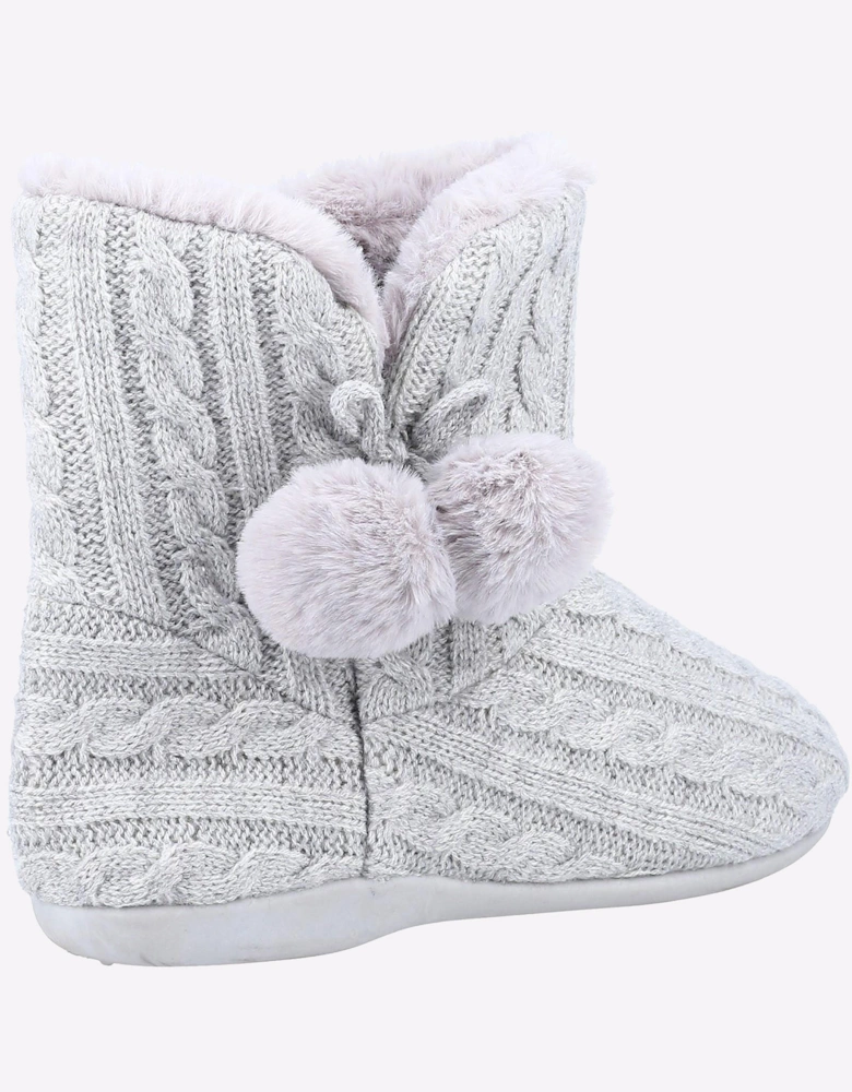 Fleet & Foster Apple Knitted Bootie Slipper Womens Grey