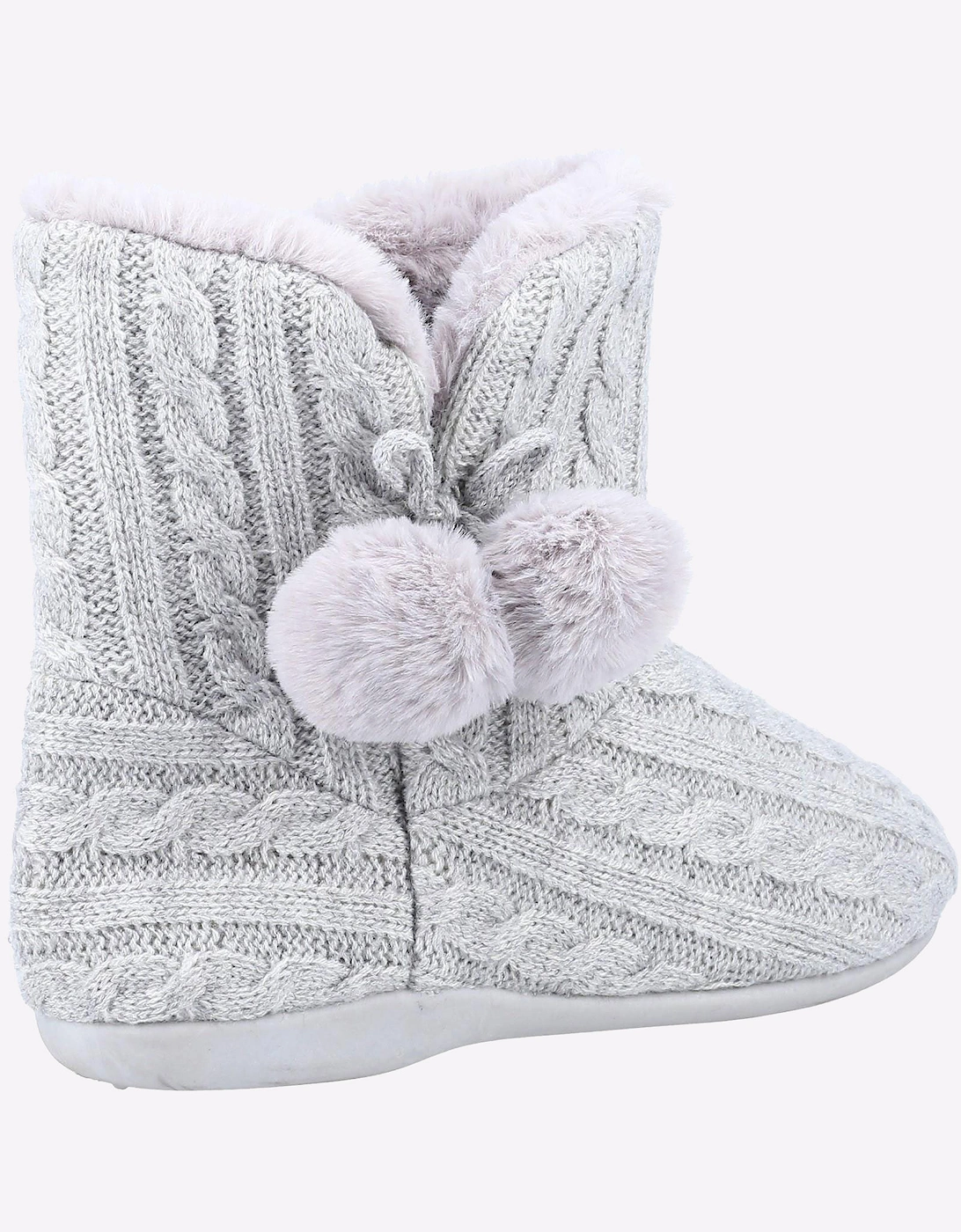 Fleet & Foster Apple Knitted Bootie Slipper Womens Grey