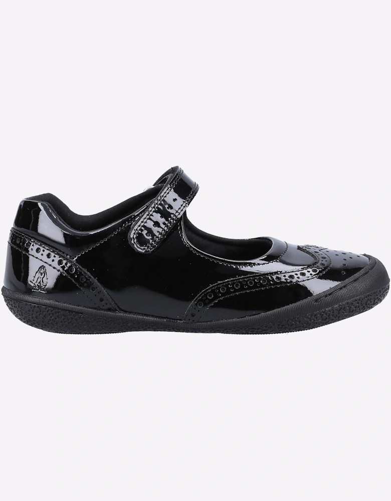 Hush Puppies Rina Girls School Shoe Patent Junior Black
