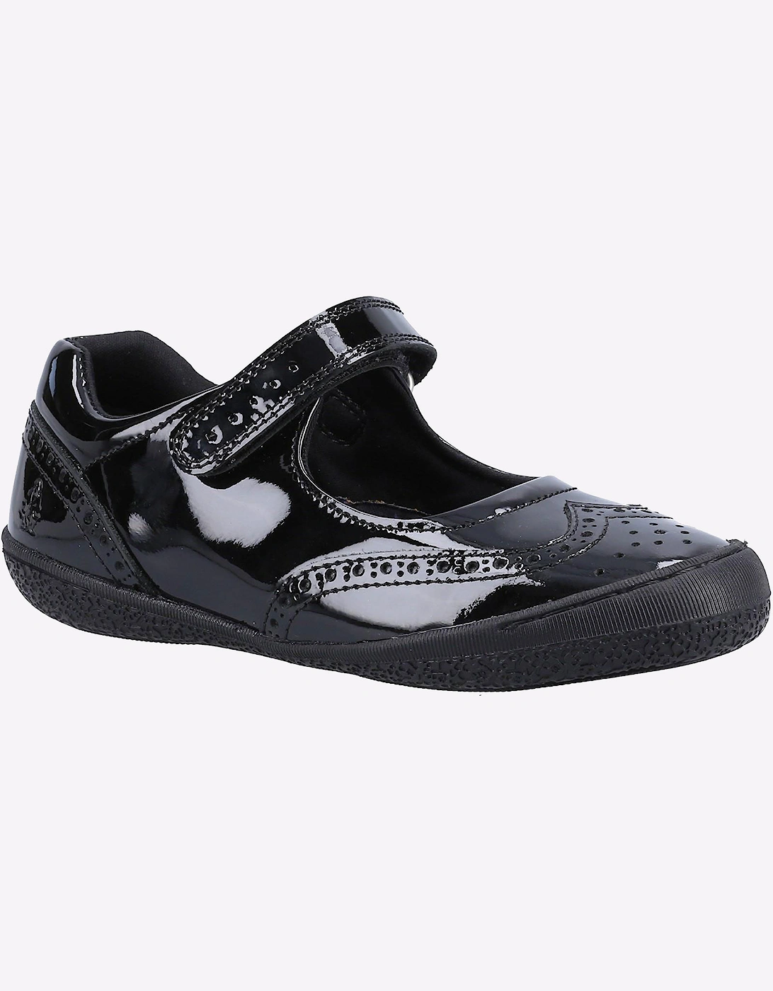 Hush Puppies Rina Girls School Shoe Patent Junior Black