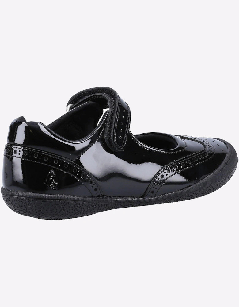 Hush Puppies Rina Girls School Shoe Patent Junior Black