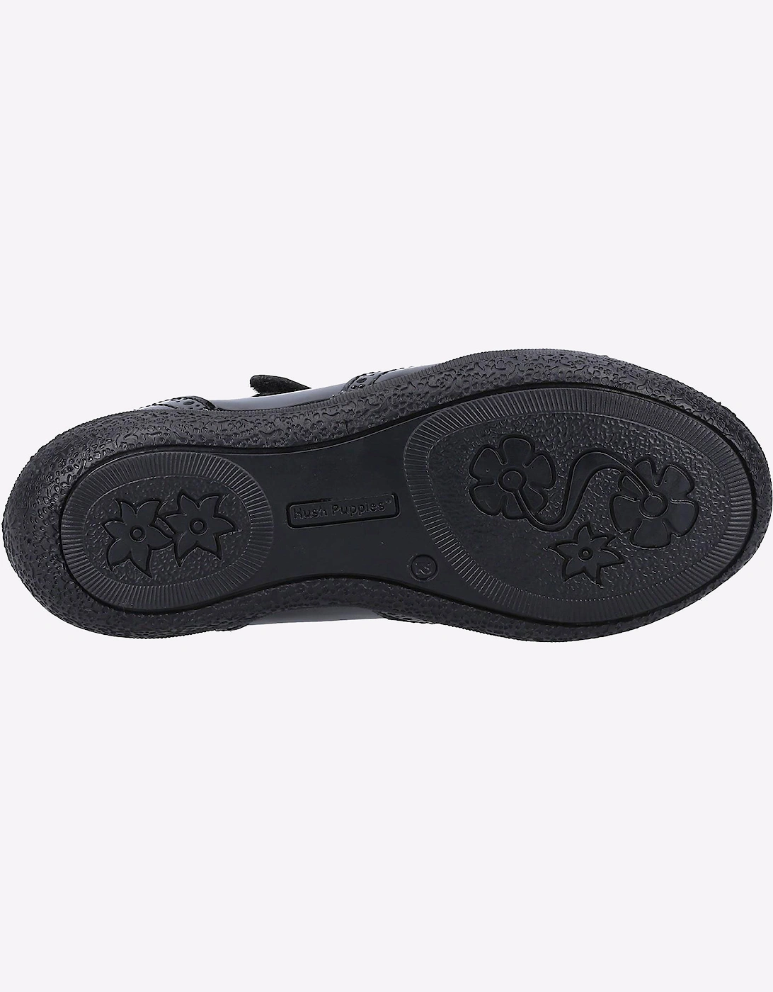 Hush Puppies Rina Girls School Shoe Patent Junior Black