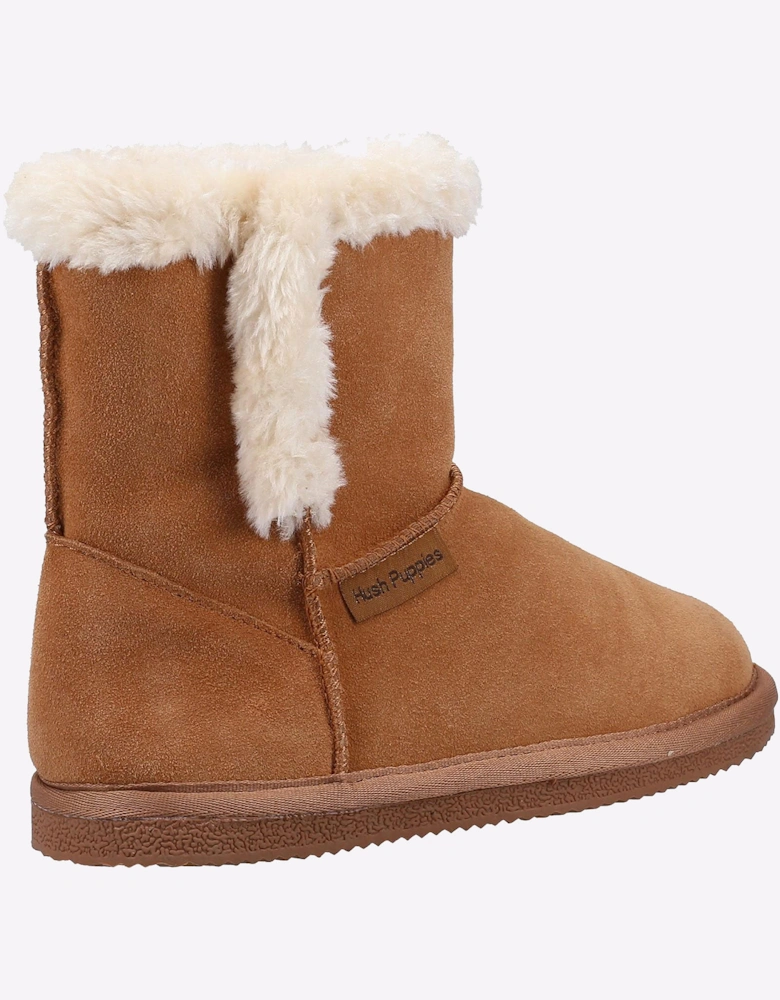 Hush Puppies Ashlynn Junior Slipper Boots Tan
