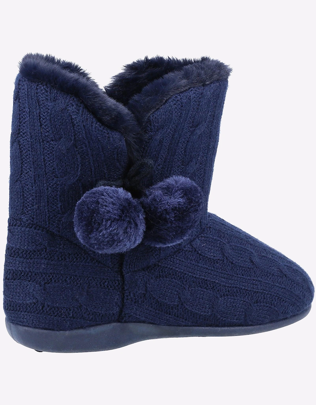 Fleet & Foster Apple Knitted Bootie Slippers Womens Navy