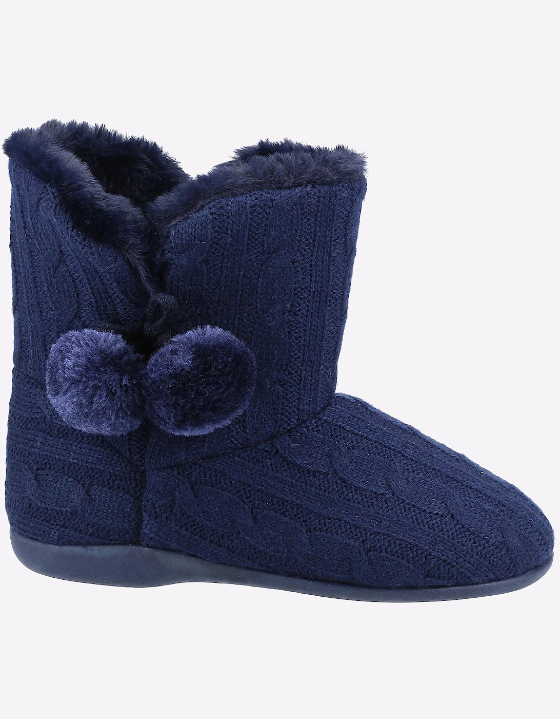 Fleet & Foster Apple Knitted Bootie Slippers Womens Navy