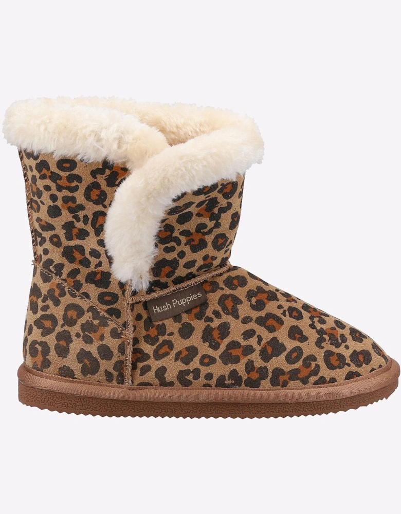 Hush Puppies Ashlynn Junior Slipper Boots Leopard