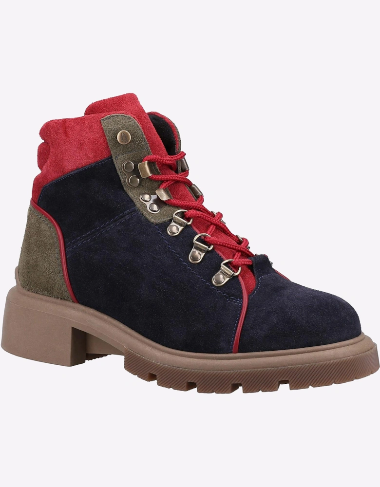Hush Puppies Rita Memory Foam Womens Hiker Boots Navy / Beige/ Red