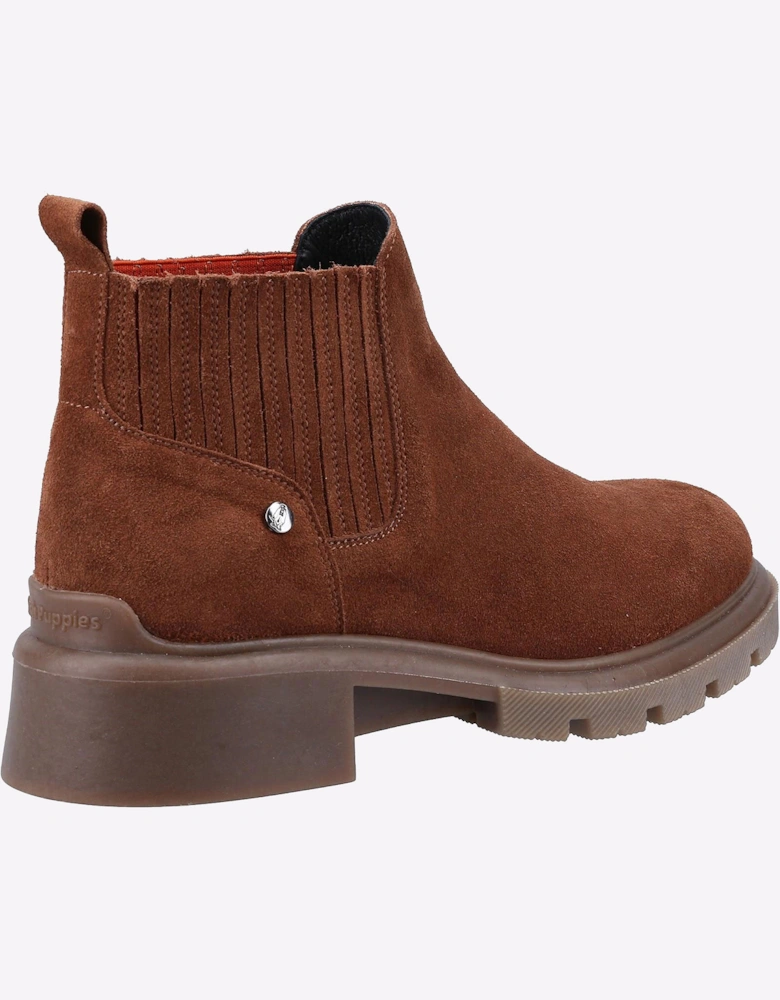 Hush Puppies Rita Leather Womens Boots Tan Suede